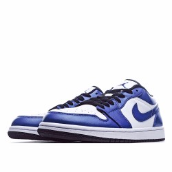 Air Jordan 1 Low White Blue Basektball Shoes 553558 124  Unisex AJ1 Jordan 