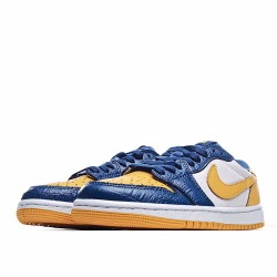 Air Jordan 1 Low Yellow Black Blue Casual Shoes CZ6909 200 Womens Jordan 