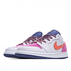 Air Jordan 1 Low Gray Pink Orange Casual Shoes 554723 502 Womens AJ1 Jordan 