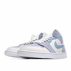 Air Jordan 1 Mid Mixed Textures Blue Jordan DA4666 100 AJ1 Unisex Beige Blue 