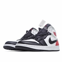 Air Jordan 1 Mid Red Black Toe 852542 100 AJ1 White Black Red Unisex Jordan 