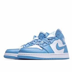 Air Jordan 1 Retro Mid UNC Blue White 554724-106 Unisex AJ1 Jordan 