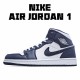 Air Jordan 1 Mid White Metallic Gold Obsidian Jordan 554724 174 AJ1 Unisex Blue White