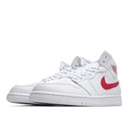 Air Jordan 1 Mid White University Red BQ6472-106 Unisex AJ1 Jordan