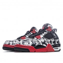 Air Jordan 4 Retro Sngl Dy Singles Day Tattoo Jordan BQ0897 006 AJ4 Mens Black Red Jordan 