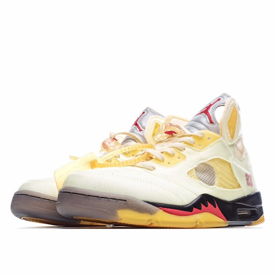 Air Jordan 5 x off white Yellow Beige DH8565 100 AJ5 Mens Jordan