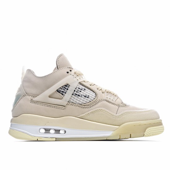 Off-White x Air Jordan AJ4 Retro CreamSail CV9388 100 AJ4 Mens Beige Jordan