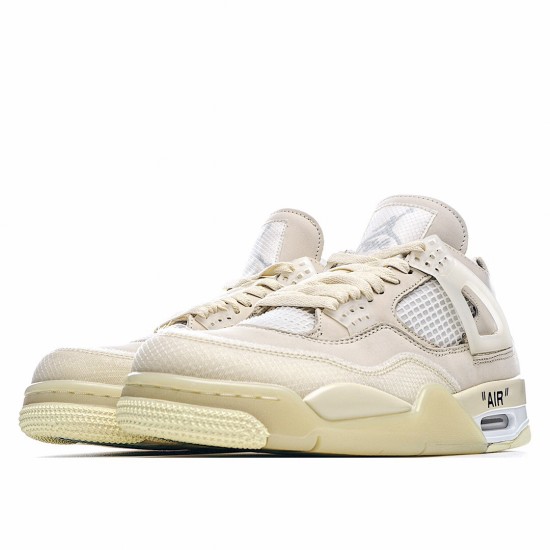 Off-White x Air Jordan AJ4 Retro CreamSail CV9388 100 AJ4 Mens Beige Jordan