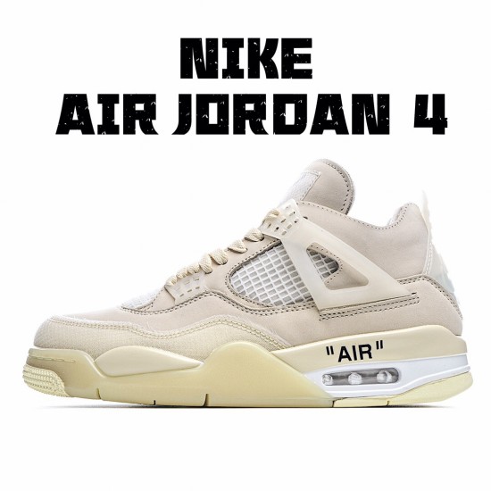 Off-White x Air Jordan AJ4 Retro CreamSail CV9388 100 AJ4 Mens Beige Jordan