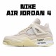 Off-White x Air Jordan AJ4 Retro CreamSail CV9388 100 AJ4 Mens Beige Jordan