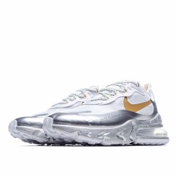 Nike Air Max 270 React Mens CQ4597 110 White Gray Gold Running Shoes 