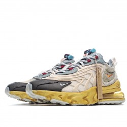 Travis Scott x Air Max 270 React Brown Yellow CT2864 200 Mens Running Shoes 