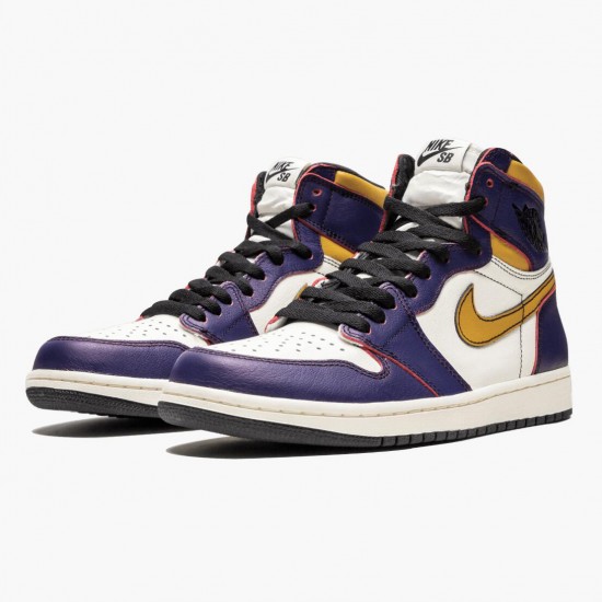 Air Jordan 1 Retro High OG Defiant SB LA to Chicago Purple/Sail University Gold Bl CD6578-507