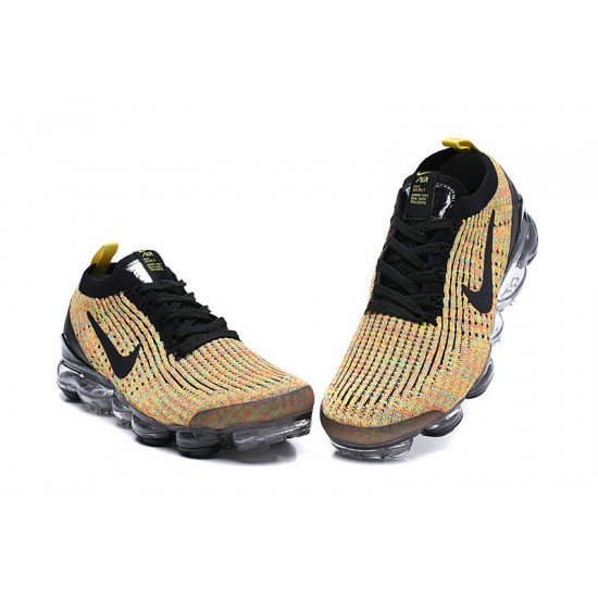 Womens/Mens Nike Air VaporMax Flyknit 3 Black Yellow Sneakers  AJ6900-006