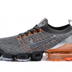 Womens/Mens Nike Air VaporMax Flyknit 3 Grey Orange Sneakers AJ6900-024