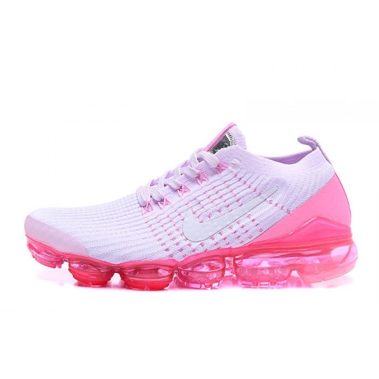 Womens Nike Air VaporMax Flyknit 3 White Pink Sneakers AJ6910-005